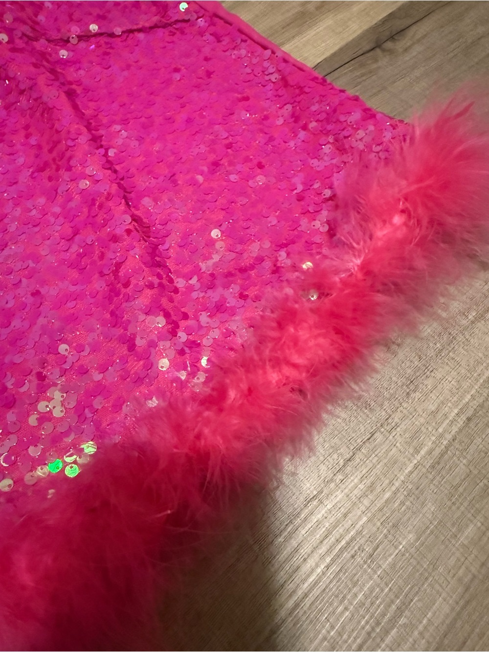Grace & Emma Hot Pink Sequin Feather Trim Tank Top - Picture 3 of 5